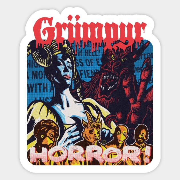 Crimson Cult of the Demon Sticker by Grumpire
